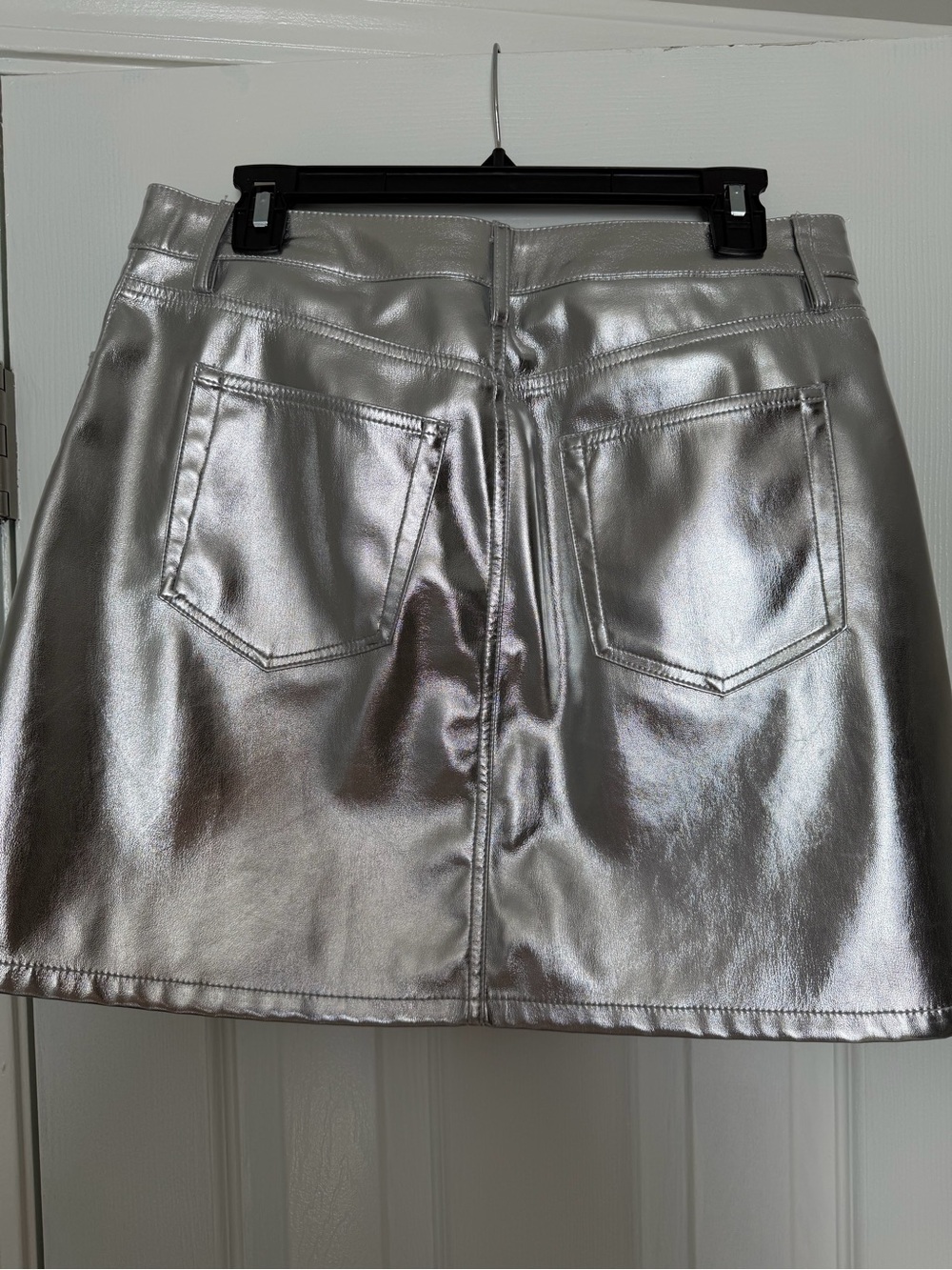 LOFT Silver Metallic A-Line Mini Skirt